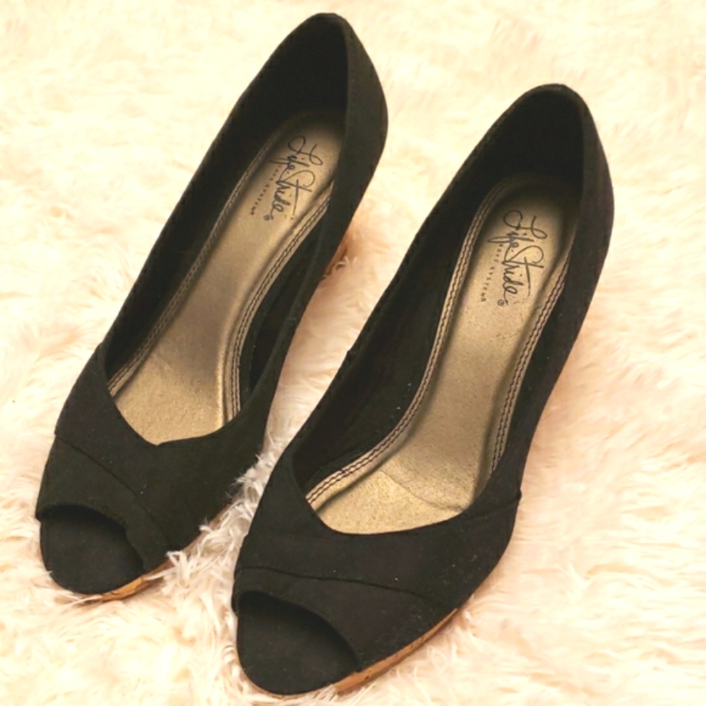 Life Stride Soft System Cork Wedge Sandals sz 9.5